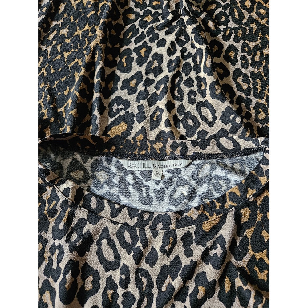 Rachel Roy Womens Top 2X Cheetah Animal Print Dolman Split Sleeve EUC - Picture 9 of 14